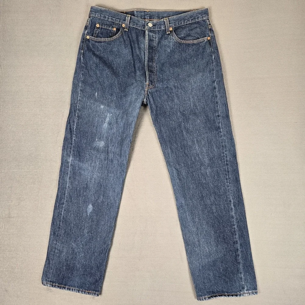 VTG Levis 501 Jeans Mens 38x30 Fits 36x30 Blue Straight Leg Button Fly Made USA
